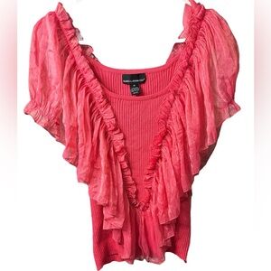 🌸. #1656-9.  Pink Ruffled Top